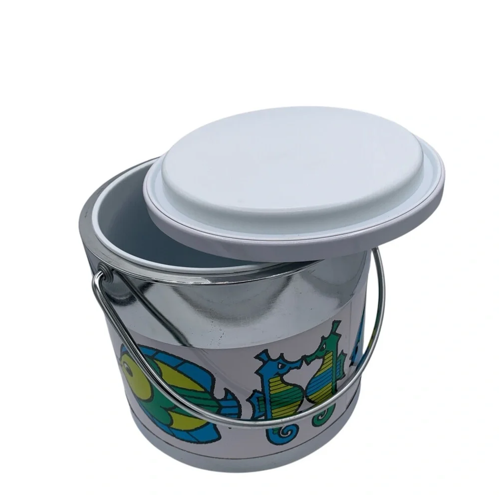 Tropical 1960’s Ice Bucket Vintage Chrome